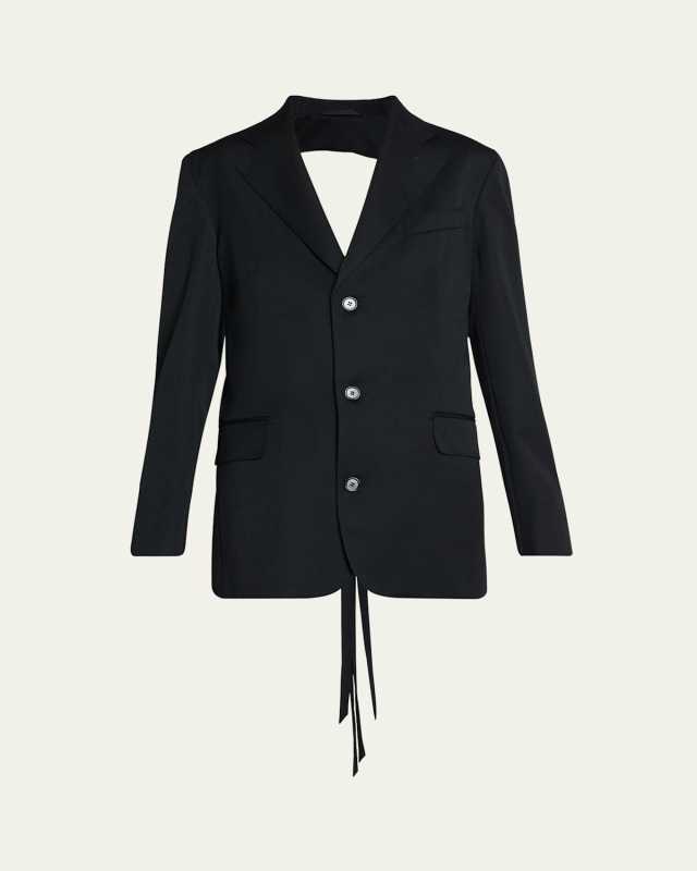 Back Cut Out Bow Wool Blazer
